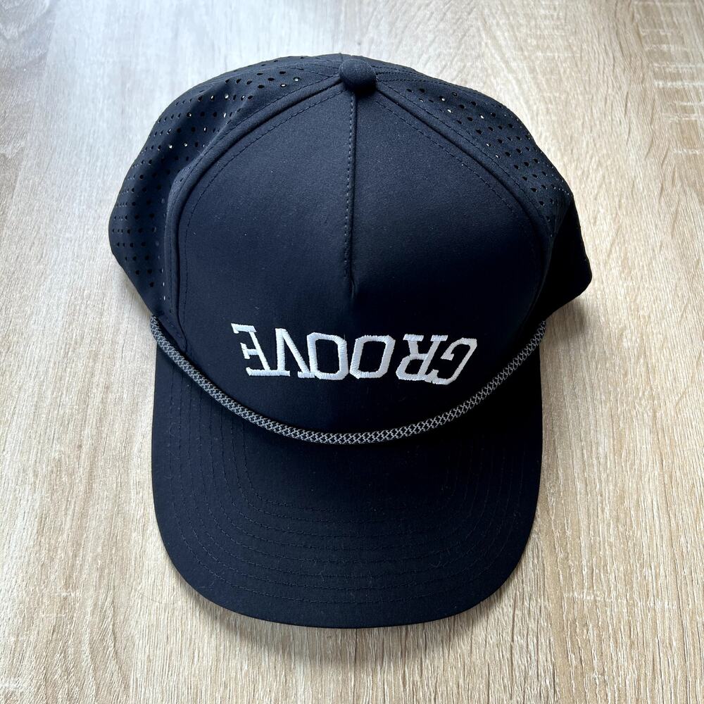 GROOVE Unisex Adjustable Trucker Hat Black with Rope Accent
